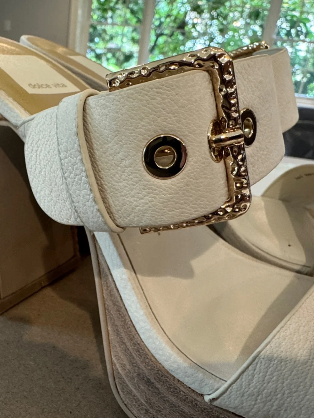 Dolce Vita Cream Platform Buckle Heels